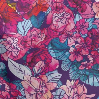 Psychedelic Beautiful Flowers Stretch Ponte