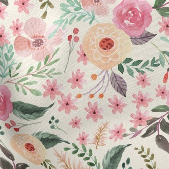 Watercolor Cute Flowers Stretch Ponte