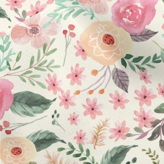 Watercolor Cute Flowers Micro Fleece