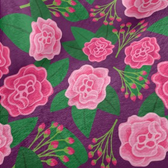 Red Flowers And Buds Minky