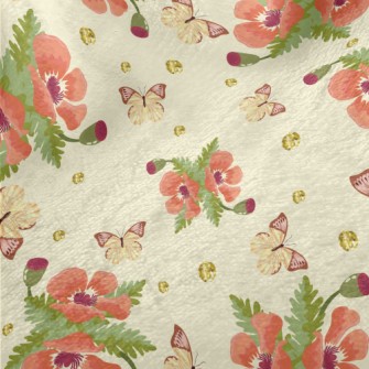 Beautiful Flowers And Butterfl Minky
