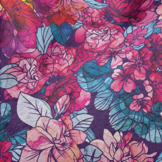 Psychedelic Beautiful Flowers Minky