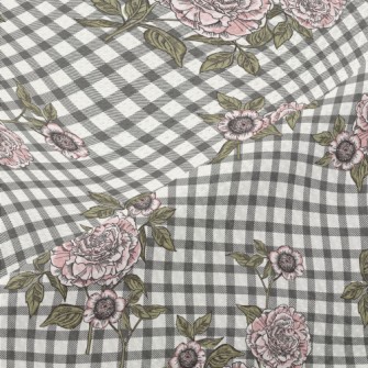 Plaid Peony Flower Piqué