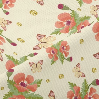 Beautiful Flowers And Butterfl Piqué