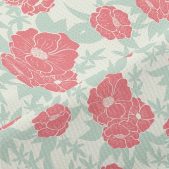 Red Flowers And Clover Piqué