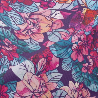 Psychedelic Beautiful Flowers Piqué