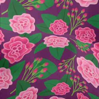 Red Flowers And Buds Lightweight Performance Linen