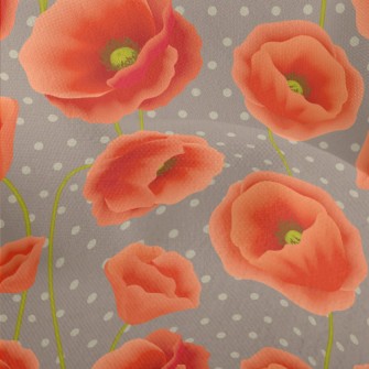 Red Poppy Flower Lightweight Performance Linen