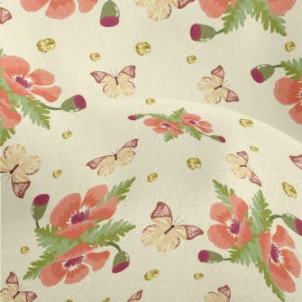 Beautiful Flowers And Butterfl Lightweight Performance Linen