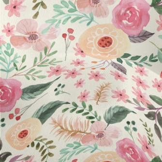 Watercolor Cute Flowers Lightweight Performance Linen