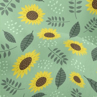 Green Sunflowers Lightweight Performance Linen