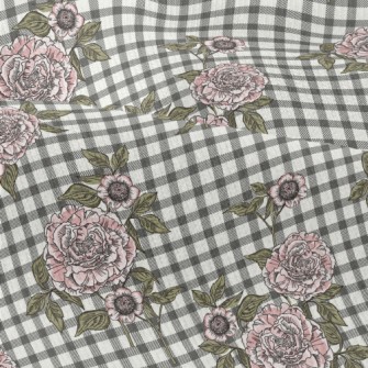 Plaid Peony Flower Modern Jersey