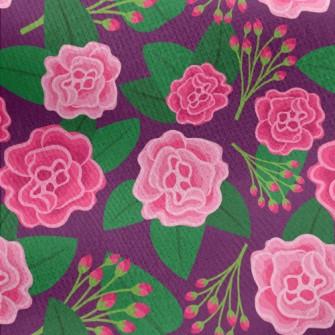 Red Flowers And Buds Jersey Backed Fleece