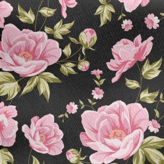 Peonies In Bloom Jersey Backed Fleece