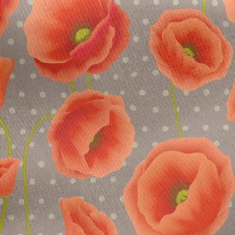 Red Poppy Flower Jersey Backed Fleece