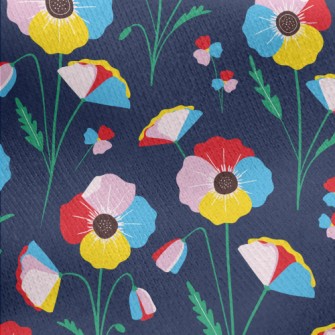 Colorful Flowers Jersey Backed Fleece