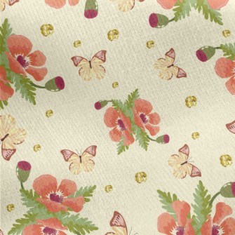 Beautiful Flowers And Butterfl Jersey Backed Fleece