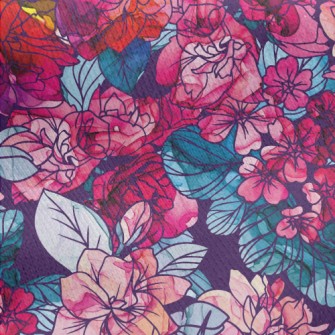 Psychedelic Beautiful Flowers Jersey Backed Fleece