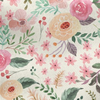 Watercolor Cute Flowers Jersey Backed Fleece