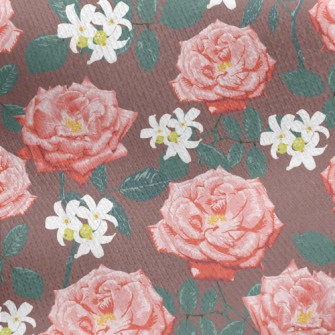 Elegant Peony Flower Jersey Backed Fleece