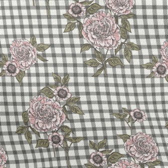 Plaid Peony Flower Pongee