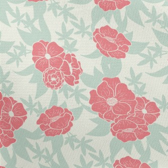 Red Flowers And Clover Pongee