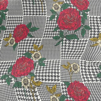 Houndstooth Rose Stretch Jersey