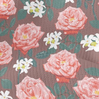 Elegant Peony Flower Stretch Jersey
