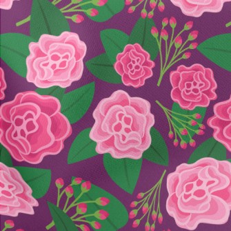 Red Flowers And Buds Lightweight Cotton Poplin