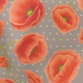 Red Poppy Flower Lightweight Cotton Poplin