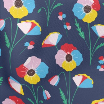 Colorful Flowers Lightweight Cotton Poplin