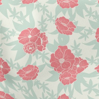 Red Flowers And Clover Lightweight Cotton Poplin