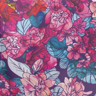 Psychedelic Beautiful Flowers Lightweight Cotton Poplin