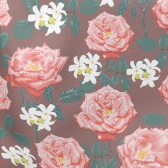 Elegant Peony Flower Lightweight Cotton Poplin