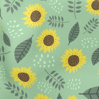 Green Sunflowers Lightweight Cotton Poplin