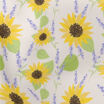 Sunflowers And Lavender Lightweight Cotton Poplin