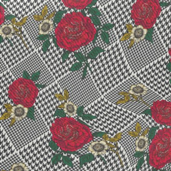 Houndstooth Rose Midweight Cotton Poplin