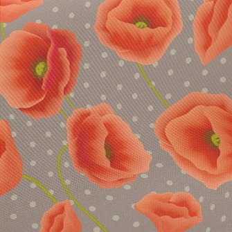 Red Poppy Flower Midweight Cotton Poplin