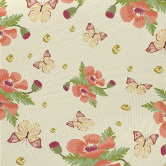Beautiful Flowers And Butterfl Midweight Cotton Poplin