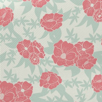 Red Flowers And Clover Midweight Cotton Poplin