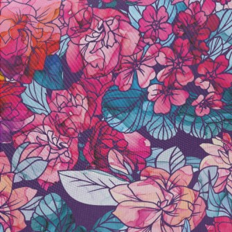 Psychedelic Beautiful Flowers Midweight Cotton Poplin