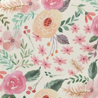 Watercolor Cute Flowers Midweight Cotton Poplin