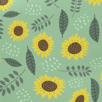 Green Sunflowers Midweight Cotton Poplin