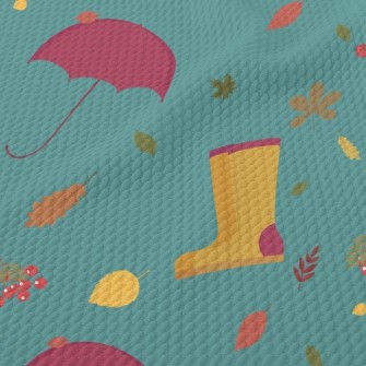 Rainy Day Umbrella Rain Boots Birdseye Piqué