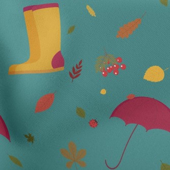 Rainy Day Umbrella Rain Boots Stretch Ponte