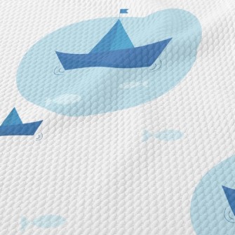 Cute Paper Sailboat Birdseye Piqué