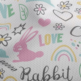 Colorful Jumping Bunny Athletic Mesh Flat Back