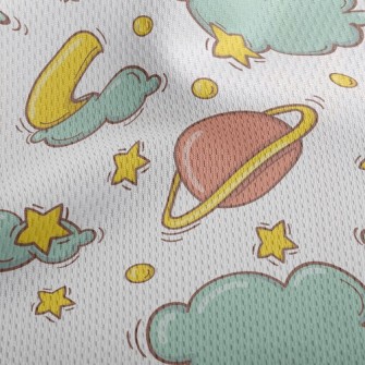 Crescent Moon Clouds Athletic Mesh Flat Back