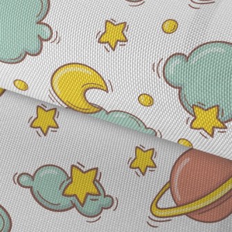 Crescent Moon Clouds Waterproof Oxford