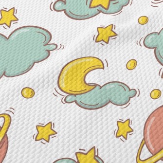 Crescent Moon Clouds Birdseye Piqué